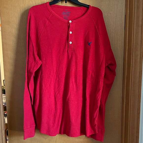 Heritage Red Long Sleeve Henley Shirt - Picture 1 of 2